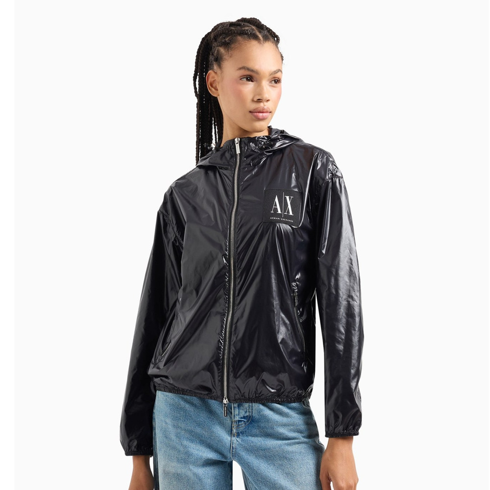 NWT Armani Exchange Icon Project Hooded Windbreaker Jacket pink purple sz M